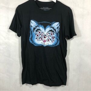 Hot Topic Black Matter 13 eyed Cat short sleeve Black Tee S
